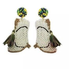 Mardi Gras Marching Boots Beaded EArrings
