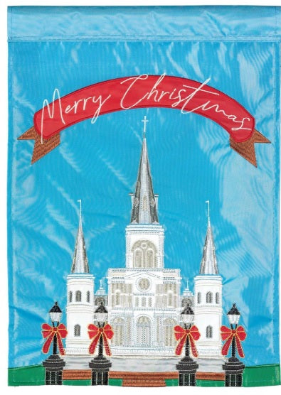 ST. LOUIS CATHEDRAL XMAS GARDEN FLAG