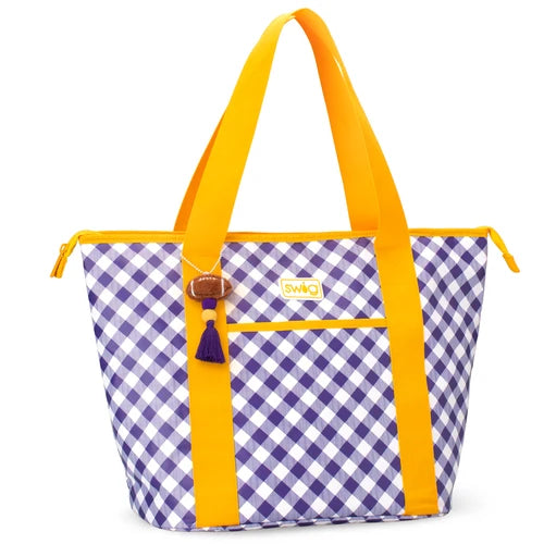 Zippi Cooler Tote Gameday Gingham Purple & Yellow