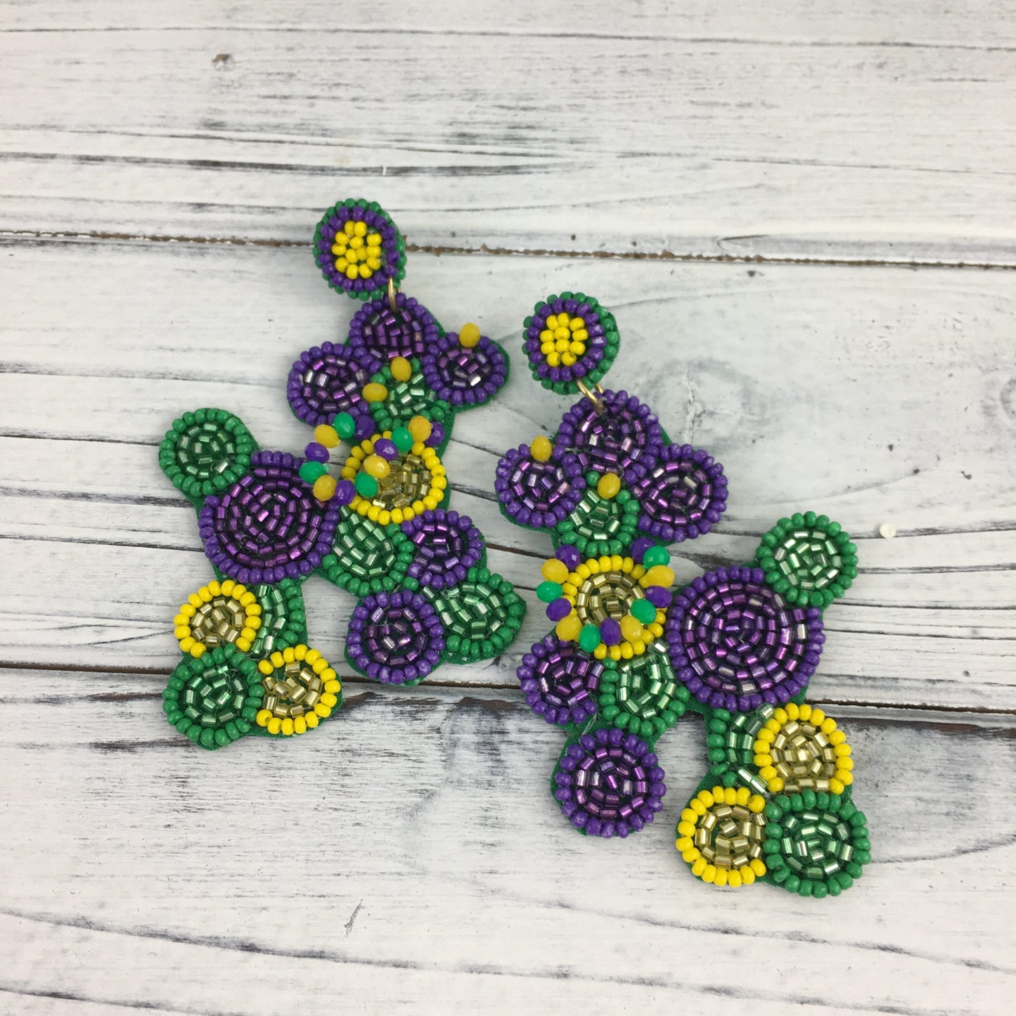 Mardi Gras Bead Dog Earrings