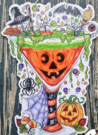 HALLOWEEN MARTINI DOOR HANGER