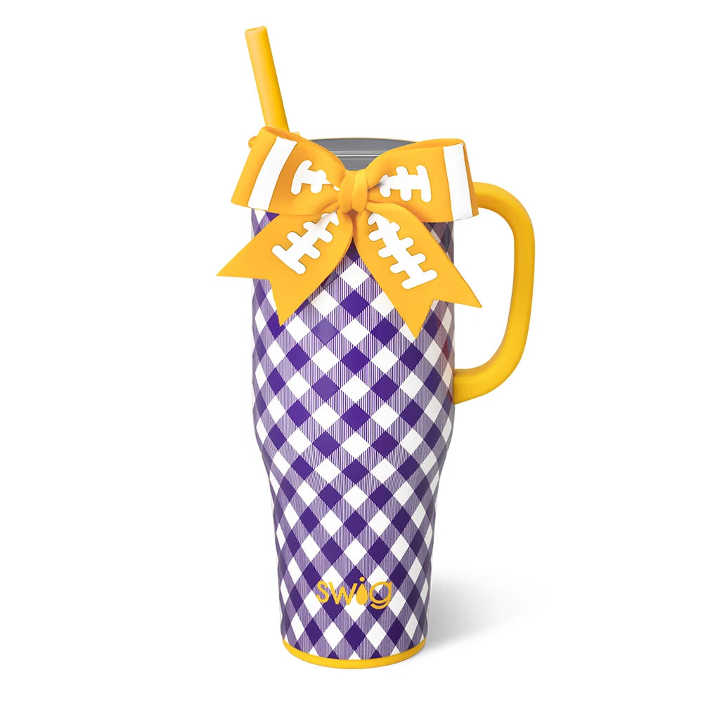 40oz Mega Mug Gameday Gingham Purple & Yellow