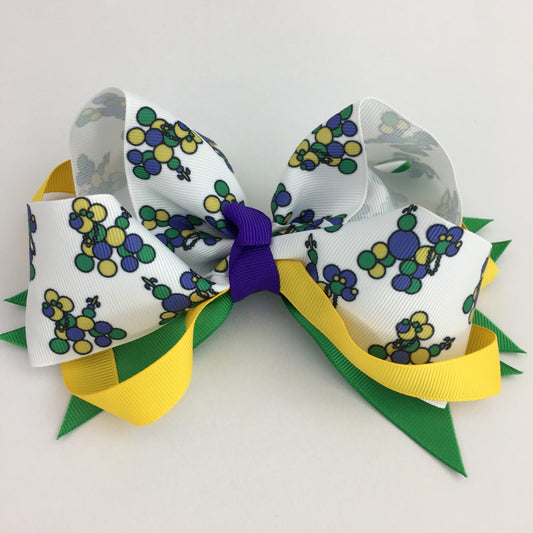 Mardi Gras Bead Dog Youth Hair Bow