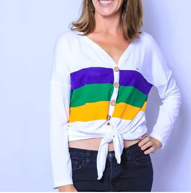 Mardi Gras Button Down Top