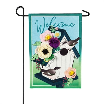 Garden Flag Birdhouse Welcome