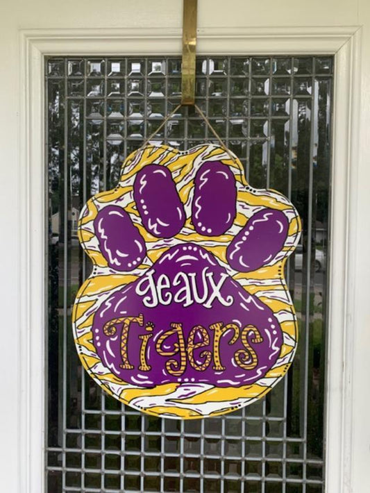 Geaux Tigers Paw Door Hanger